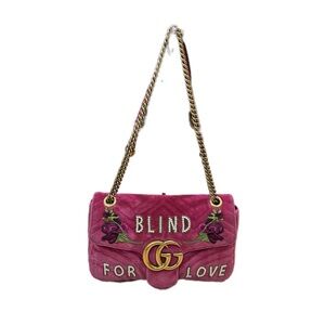 Gucci Pink Floral Embroidered Shoulder Bag